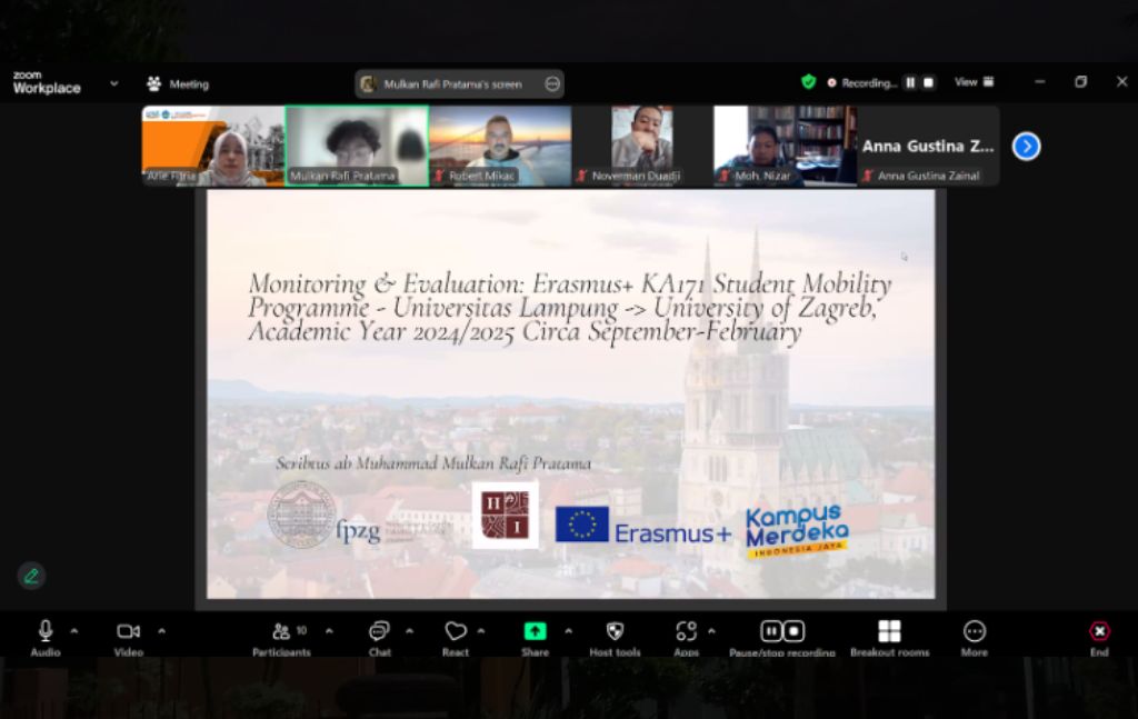 Read more about the article FISIP UNILA MELAKUKAN MONEV PELAKSANAAN STUDENT MOBILITY DENGAN UNIVERSITAS ZAGREB, KROASIA